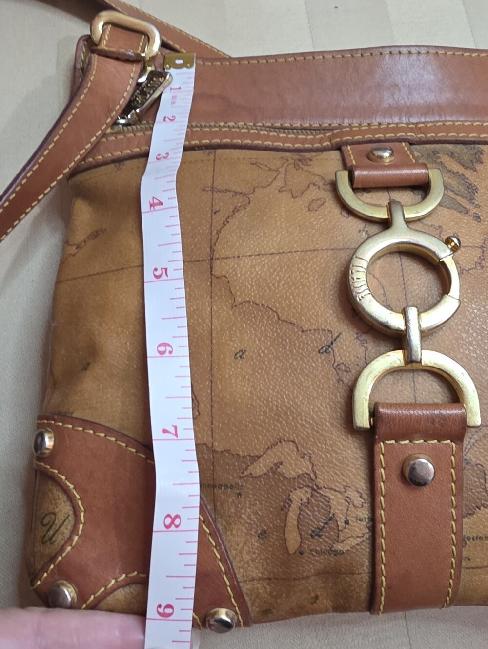 GENUINE ALVIERO MARTINI 1A CLASSE GEO CLASSIC MAP PRINT CROSSBODY SATCHEL PURSE - Picture 3 of 11